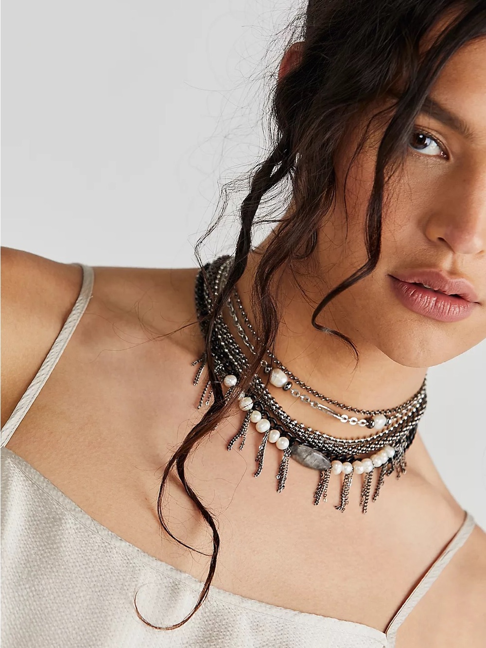 Free People Jeanie Pearl Layered Choker